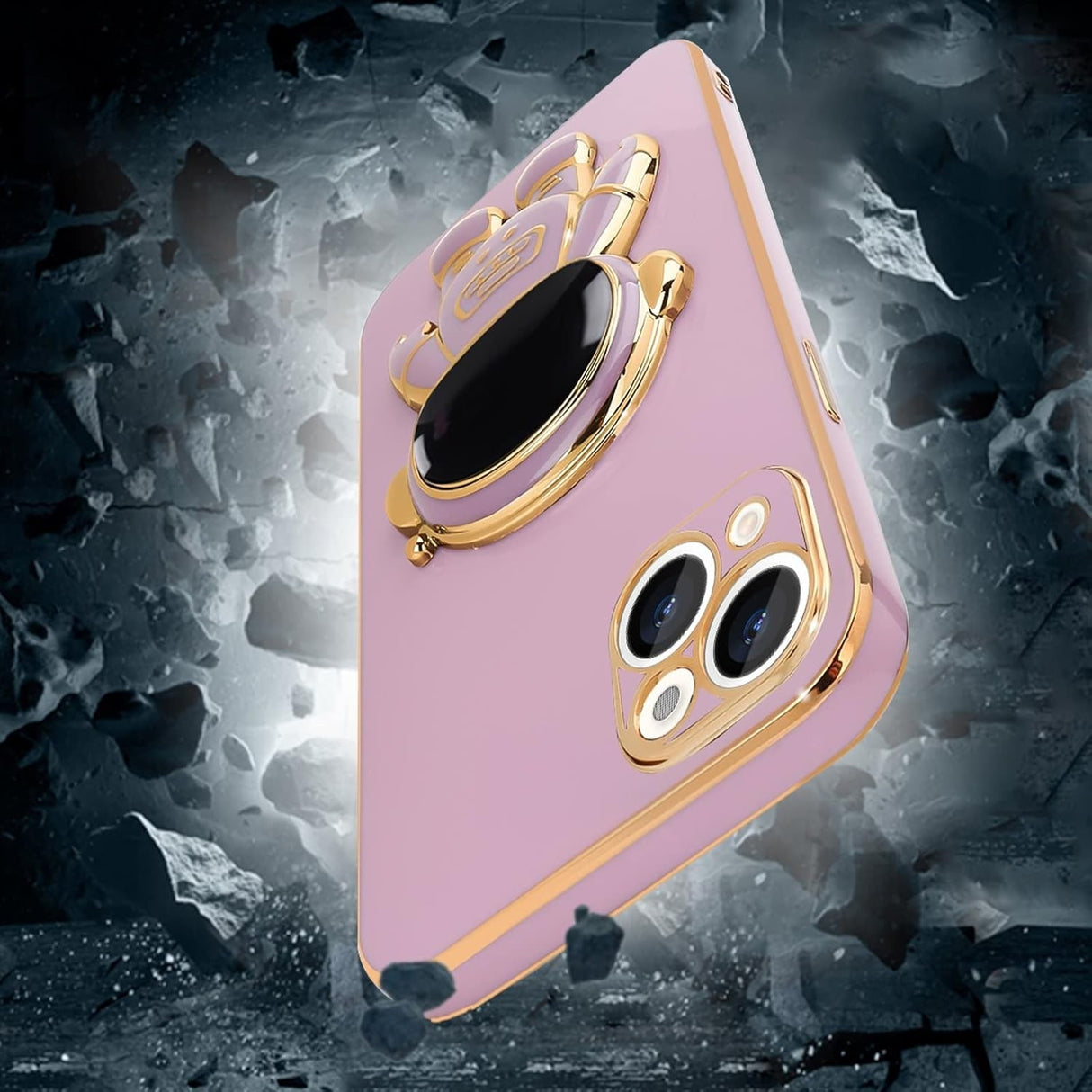 Husa de Protectie TPU 2in1, Vivimall, pentru Apple iPhone 14 Plus, Astronaut cu Suport, Antisoc, Rezistenta la Impact, Protectie Camera, Mov - vivimall.ro