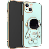 Husă iPhone 14 Plus cu suport integrat astronaut verde, unghi lateral stânga
