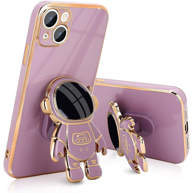 Husa de Protectie TPU 2in1, Vivimall, pentru Apple iPhone 14 Plus, Astronaut cu Suport, Antisoc, Rezistenta la Impact, Protectie Camera, Mov - vivimall.ro