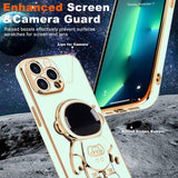 Husa de Protectie TPU 2in1, Vivimall, pentru Apple iPhone 14 Pro, Astronaut cu Suport, Antisoc, Rezistenta la Impact, Protectie Camera, Verde - vivimall.ro