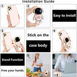 Husa de Protectie TPU 2in1, Vivimall, pentru Apple iPhone 14 Pro Max, Astronaut cu Suport, Antisoc, Rezistenta la Impact, Protectie Camera, Roz - vivimall.ro