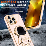 Husa de Protectie TPU 2in1, Vivimall, pentru Apple iPhone 14 Pro Max, Astronaut cu Suport, Antisoc, Rezistenta la Impact, Protectie Camera, Roz - vivimall.ro