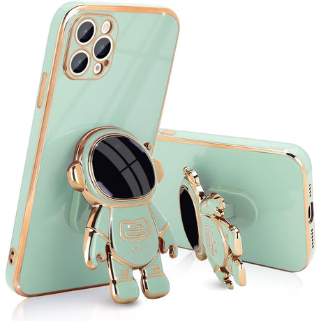 Husa de Protectie TPU 2in1, Vivimall, pentru Apple iPhone 14 Pro Max, Astronaut cu Suport, Antisoc, Rezistenta la Impact, Protectie Camera, Verde - vivimall.ro