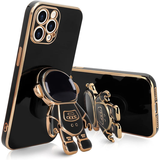 Husa de Protectie TPU 2in1, Vivimall, pentru Apple iPhone 14 Pro Max, Astronaut cu Suport, Antisoc, Rezistenta la Impact, Protectie Camera, Negru - vivimall.ro