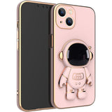 Mecanism suport integrat al husei TPU 2in1 iPhone 15 roz, poziție deschisă