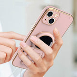 Protecție cameră foto pe husa TPU 2in1 iPhone 15, margini înălțate, culoare roz