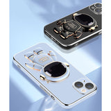 Detaliu print astronaut husă TPU albastru iPhone 15 Plus, protecție antisoc, vedere spate