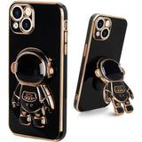 Husă TPU 2in1 iPhone 15 Plus cu design astronaut negru, vedere frontală, suport integrat