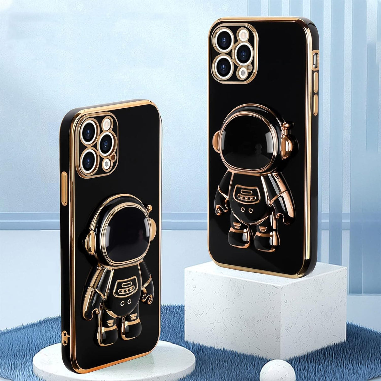 Husă 2in1 neagră cu suport în funcțiune pe Apple iPhone 15 Pro, perspectivă lifestyle