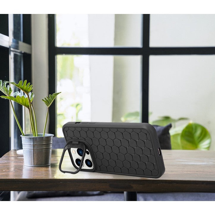 Husa de Protectie TPU, Flippy, pentru Apple iPhone 15 Plus, 3D Cube, cu Inel, Protectie Camera, Antisoc, Antizgariere, Antialunecare, Acoperire Completa, Negru - vivimall.ro