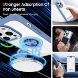 Husa de Protectie TPU, Vivimall, pentru iPhone 16 Pro, Anticadere, cu Incarcare Wireless, Tehnologie Magsafe, Inel Magnetic Rotativ cu Functie de Suport, Transparent-Albastru Deschis - vivimall.ro