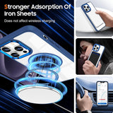 Husă iPhone 16 Pro transparentă cu inel magnetic, vedere de jos cu decupaj port și butoane