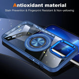 Husă TPU transparentă albastru închis iPhone 16 Pro Max, vedere spate cu inel rotativ