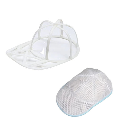 Husa de Spalare Sapca, Vivimall, pentru Masina de Spalat, din Poliester, Circumferinta 53 cm, cu Fermoar, cu Suport Sapca, Alb/Albastru - vivimall.ro