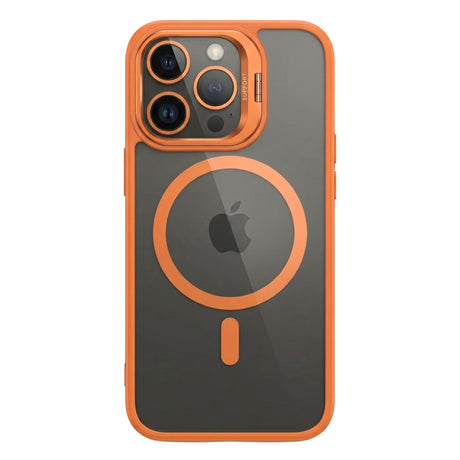 Husă Flippy iPhone 17 Pro MagSafe portocaliu cu suport metalic cameră, vedere frontală