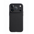 Husă Flippy iPhone 17 Pro Max silicon lichid negru cu suport MagSafe, vedere frontală