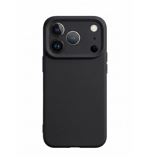 Husă Flippy iPhone 17 Pro Max silicon lichid negru cu suport MagSafe, vedere frontală