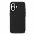 Husă Flippy iPhone 16 Plus silicon lichid negru cu MagSafe, vedere frontală, protecție 360°