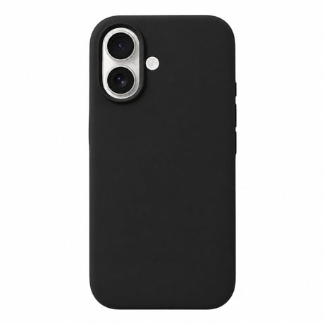 Husă Flippy iPhone 16 Plus silicon lichid negru cu MagSafe, vedere frontală, protecție 360°