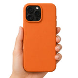 Detaliu interior microfibră husă Flippy iPhone 16 Pro Max portocaliu, structură antisoc ranforsată