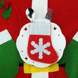 Husa decorativa festiva pentru 3 tacamuri Flippy, model soseata cu fulg, material textil si poliester, 14 x 8 cm, rosu - vivimall.ro