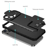 Husa Defender cu Stand pentru iPhone 13, Negru, Suport reglabil, Antisoc, Protectie glisanta pentru camera, Flippy - vivimall.ro