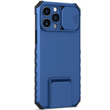 Husa Defender cu Stand pentru iPhone 13 Pro, Albastru, Suport reglabil, Antisoc, Protectie glisanta pentru camera, Flippy - vivimall.ro