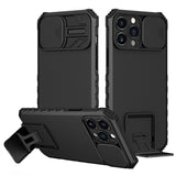 Husa Defender cu Stand pentru Samsung Galaxy A03, Negru, Suport reglabil, Antisoc, Protectie glisanta pentru camera, Flippy - vivimall.ro