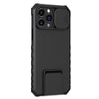 Husa Defender cu Stand pentru Samsung Galaxy A03, Negru, Suport reglabil, Antisoc, Protectie glisanta pentru camera, Vivimall - vivimall.ro