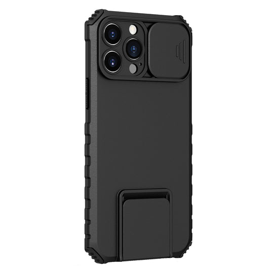 Husa Defender cu Stand pentru Samsung Galaxy A03, Negru, Suport reglabil, Antisoc, Protectie glisanta pentru camera, Vivimall - vivimall.ro