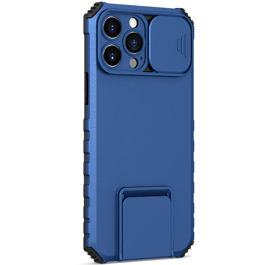 Husa Defender cu Stand pentru Samsung Galaxy A33 5G, Albastru, Suport reglabil, Antisoc, Protectie glisanta pentru camera, Vivimall - vivimall.ro
