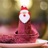 Husa deocarativa festiva pentru servetele si tacamuri, tema Mos Craciun, material textil si poliester, 5.5 x 10 cm, rosu - vivimall.ro