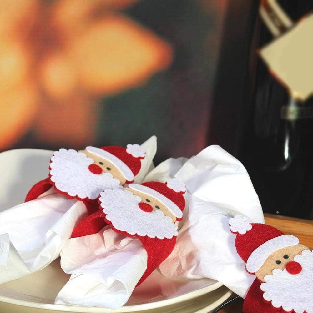 Husa deocarativa festiva pentru servetele si tacamuri, tema Mos Craciun, material textil si poliester, 5.5 x 10 cm, rosu - vivimall.ro