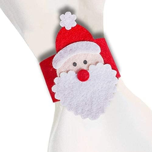 Husa deocarativa festiva pentru servetele si tacamuri, tema Mos Craciun, material textil si poliester, 5.5 x 10 cm, rosu - vivimall.ro