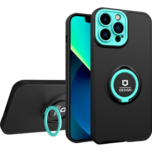 Husa Eagle Eye cu Stand pentru Apple iPhone 12 Pro (6.1) Negru/Turcoaz, Suport Auto Magnetic, Protectie Antisoc, Vivimall - vivimall.ro