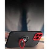 Husa de protectie Eagle eye pentru Apple iPhone 14 Pro Max, Rezistenta la socuri, Protectie camera, Cu inel de prindere magnetic rosu, Flippy, Negru - vivimall.ro