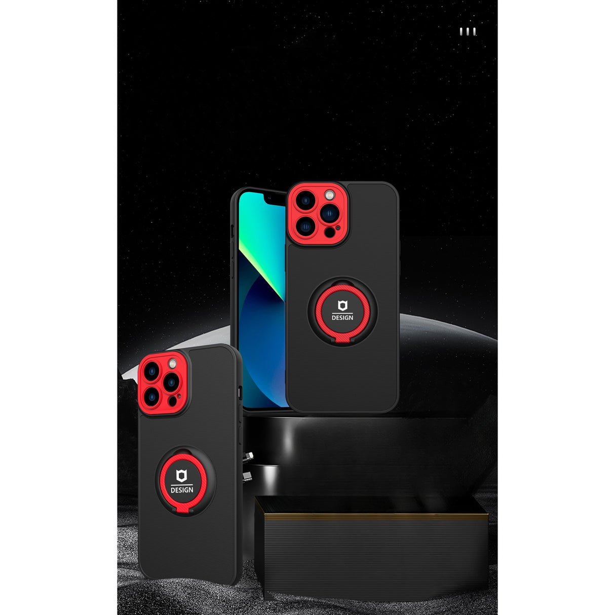 Husa de protectie Eagle eye pentru Apple iPhone 11, Rezistenta la socuri, Protectie camera, Cu inel de prindere magnetic rosu, Flippy, Negru - vivimall.ro