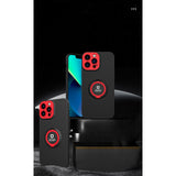 Husa de protectie Eagle eye pentru Apple iPhone 12, Rezistenta la socuri, Protectie camera, Cu inel de prindere magnetic rosu, Flippy, Negru - vivimall.ro