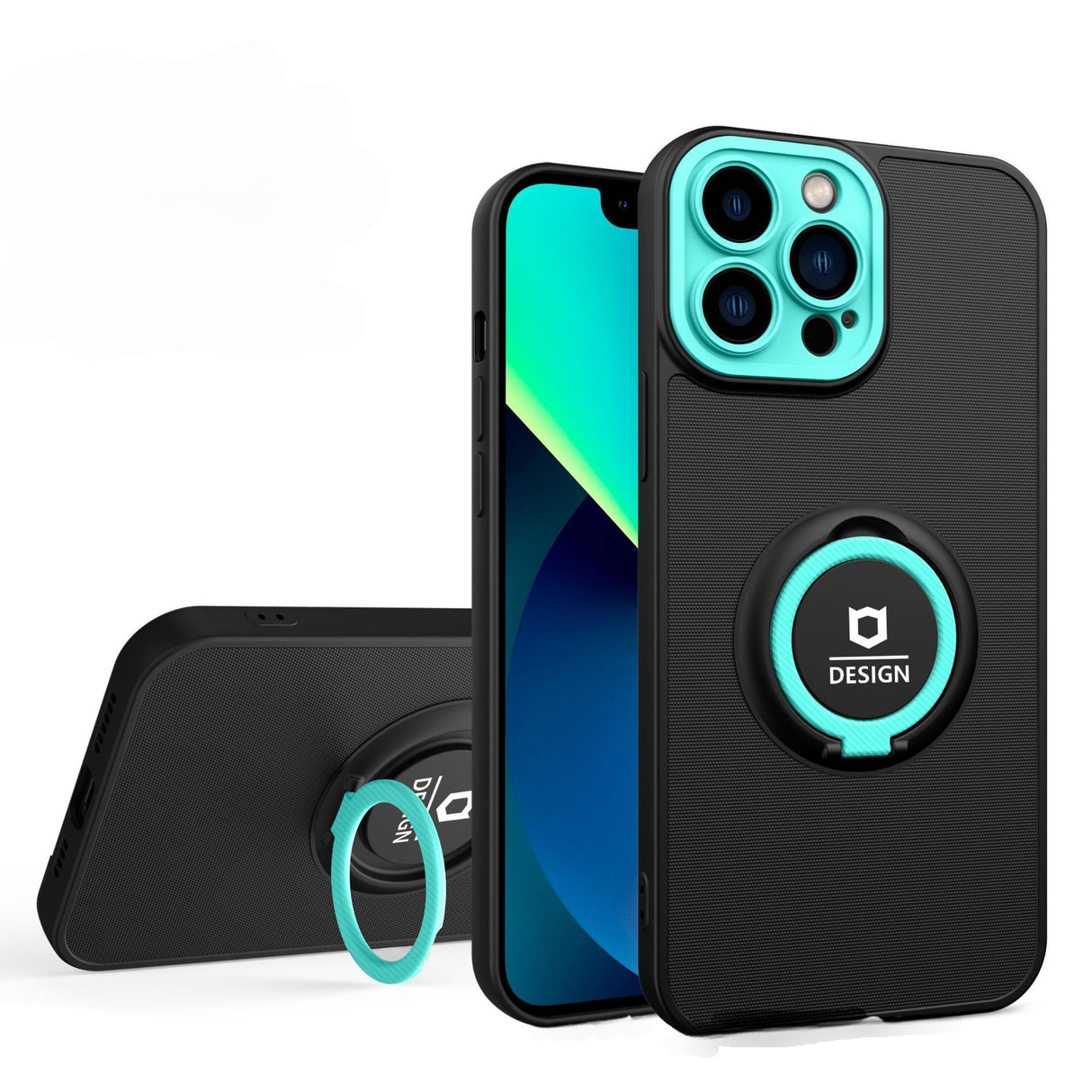 Husa Eagle Eye cu Stand pentru Apple iPhone 13 (6.1) Negru/Turcoaz, Suport Auto Magnetic, Protectie Antisoc, Flippy - vivimall.ro