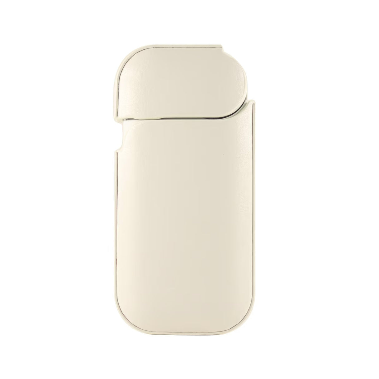 Detaliu material piele ecologică husă IQOS 2.4 Plus albă, textură anti-alunecare și finisaj elegant