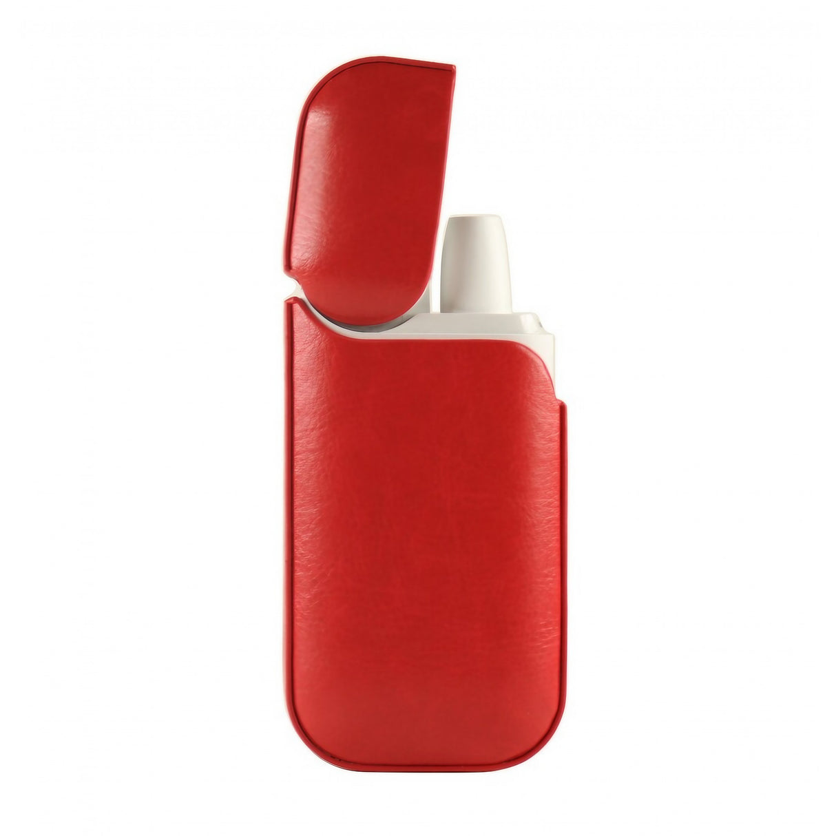 Husă IQOS 2.4 Plus din piele ecologică roșie, protecție anti-șoc și zgârieturi, vedere frontală, 12×6×2,5 cm