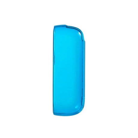 Husă albastru transparent pentru IQOS Iluma din plastic TPU, vedere frontală, dimensiuni 12.5 x 4.2 cm