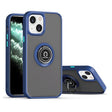 Husa Anti Fall Metal Bracket pentru Apple iPhone 14 Pro Max, Rezistenta la socuri, Margini colorate, Cu inel de prindere magnetic, Vivimall, Albastru - vivimall.ro