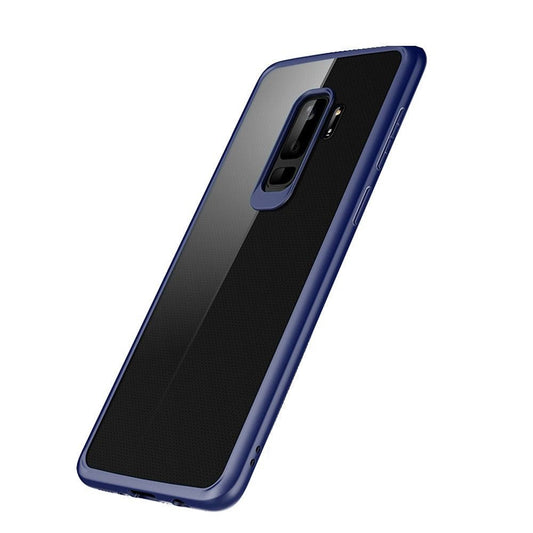 Husa Huawei P20 Lite Transparent cu Margini Albastre - vivimall.ro