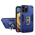 Husă iPhone 11 Iron Warriors Hybrid Ring Holder Kickstand albastru închis, vedere frontală cu ring rotativ