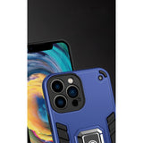 Husa Iron Warriors pentru iPhone 13 Pro, Flippy,  Hybrid Ring Holder Kickstand, Albastru inchis - vivimall.ro