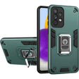 Husă hibridă iPhone 11 Iron Warriors verde închis cu inel rotativ și suport kickstand, vedere frontală