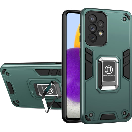 Husa Iron Warriors pentru iPhone 11, Vivimall,  Hybrid Ring Holder Kickstand, Verde inchis - vivimall.ro