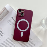 Husa MagSafe pentru Apple iPhone 14, Silicon, Protectie pentru camera, Magnetica, Incarcare Wireless,  Flippy, Visiniu - vivimall.ro