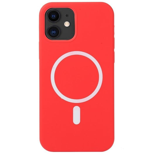 Husa MagSafe liquid large hole magnetic shell pentru Apple iPhone 11, Full Cover, Liquid Silicone, Magnetica, Incarcare Wireless, Vivimall, Rosu - vivimall.ro